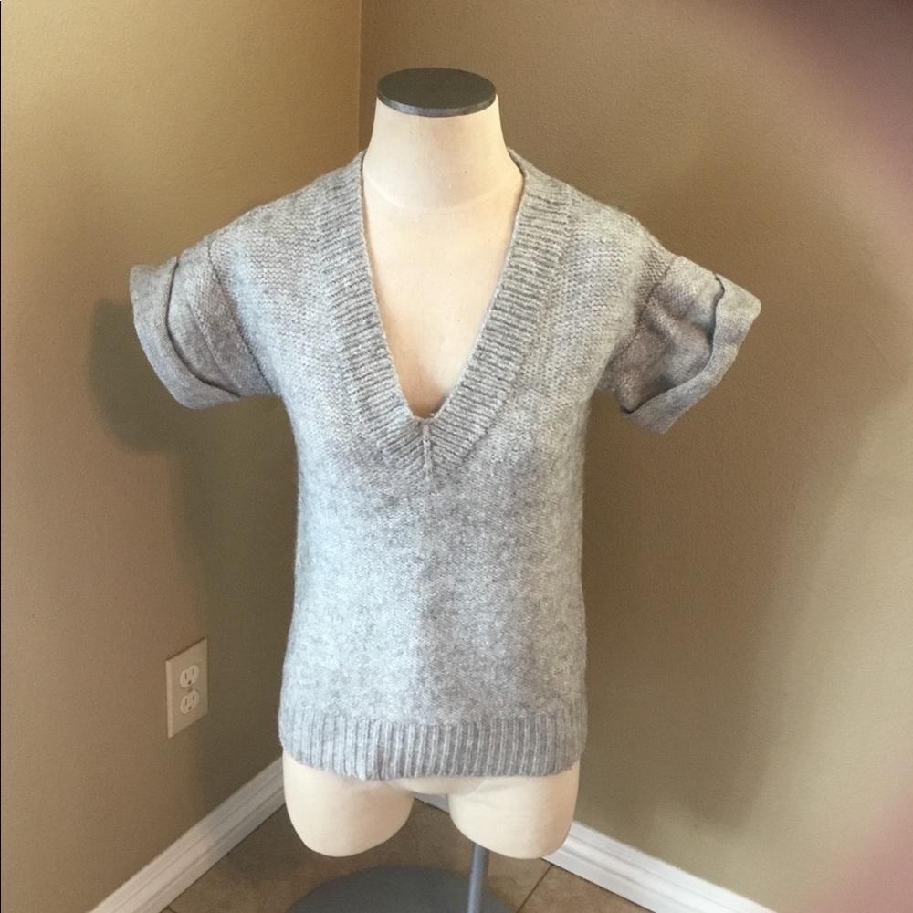 J. Crew gray wool/alpaca blend v-neck sweaters